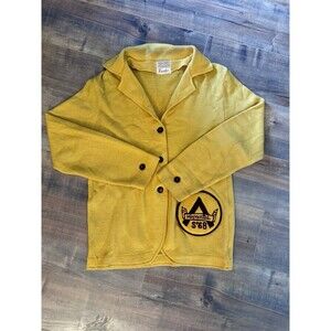 Vintage 1968 Grewe 100% Wool Yellow Red High School Sweater Avantes Reed